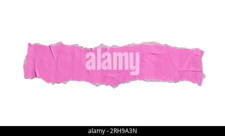Torn glued pink paper for using as a text box on white background with clipping path Stock Photo