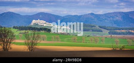 Spis Castle in Slovakia in the green fields Stock Photo