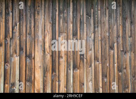 Old weathered wooden wall as background. Rustic wood texture of a wall. Stock Photo