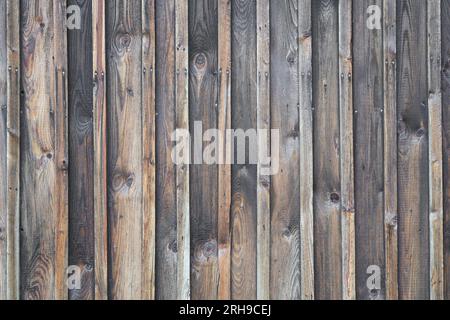 Old weathered wooden wall as background. Rustic wood texture of a wall. Stock Photo