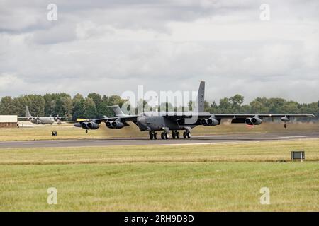 Boeing B-52 Stratofortress from the 93rd Bomb Squadron Barksdale Air Force Base Louisiana on its take off run to display at the RIAT Stock Photo