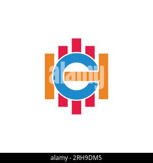 letter ch stripe colorful geometric logo vector Stock Vector