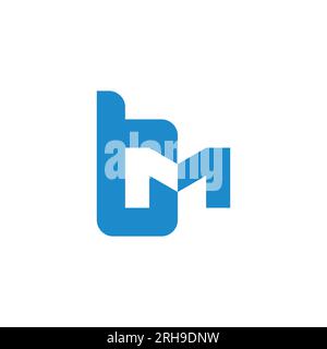 letter mt simple blue geometric logo vector Stock Vector