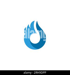 letter d blue flame symbol logo vector Stock Vector