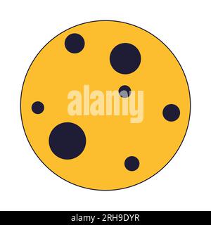 Moon flat line color isolated vector object Stock Vector