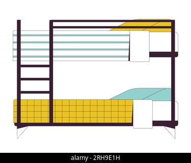Bunk bed in university dormitory flat line color isolated vector object Stock Vector