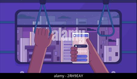 Subway music lo fi aesthetic wallpaper Stock Vector