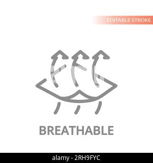 Breathable fabric line vector icon. Clothing features outline symbol. Stock Vector