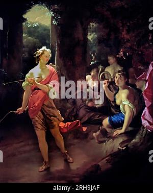 Diana and Her Nymphs in a Clearing ca. 1685–92 by  Godfried Schalcken - Godefridus Schalcken 1643-1706  Dutch, The Netherlands, Holland. Stock Photo