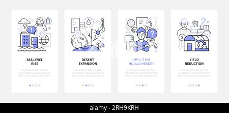 Natural disasters and health - line design style banners set Stock Vector