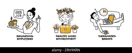 Healthy work environment and organization of business concept Stock Vector