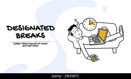 Vector of a young man taking a break short nap during the day Stock Vector