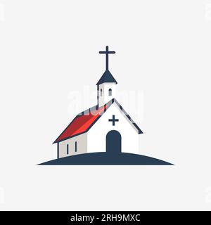 Church icon in flat style. Chapel vector illustration on white isolated ...