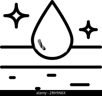 Moisture Skin Concept Line Icon. Moisturizing Face and Body Skin Linear Pictogram. Skin Layer Absorb Water Drop Outline Icon. Anti Dry Skincare. Isola Stock Vector