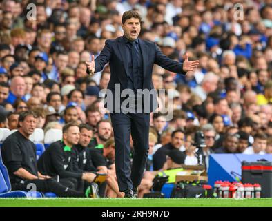 London, UK. 13th Aug, 2023 - Chelsea v Liverpool - Premier League - Stamford Bridge.                                                                   Chelsea Manager Mauricio Pochettino during the Premier League match at Stamford Bridge.                                                            Picture Credit: Mark Pain / Alamy Live News Stock Photo