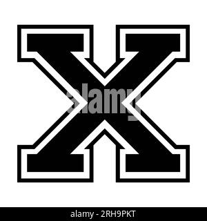 X letter college sports jersey font on white background. Isolated illustration. Stock Photo