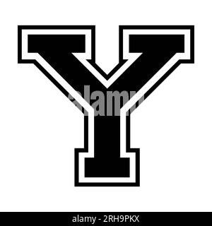 Y letter college sports jersey font on white background. Isolated illustration. Stock Photo