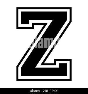 Z letter college sports jersey font on white background. Isolated illustration. Stock Photo