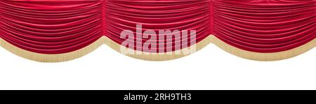Vintage red theatre curtain with copy space isolated on a white background Stock Photo