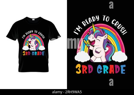 I'm Ready To Crush 3rd Grade Dabbing Unicorn Back to School T-shirt Stock Vector