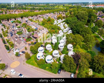 Aerial View on Bulb Houses in Den Bosch Netherlands. They were built in 1984 by artist and sculptor Dries Kreijkamp. Stock Photo