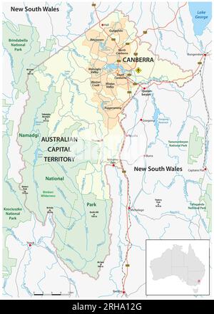 Map of the Australian Capital Territory with the capital canberra Stock Photo