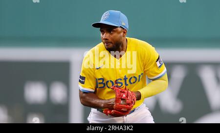 Los Angeles Angels' Hunter Renfroe plays against the Boston Red Sox during  the first inning of a baseball game, Monday, April 17, 2023, in Boston. (AP  Photo/Michael Dwyer Stock Photo - Alamy