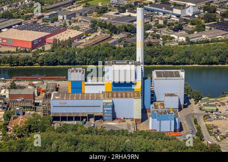 Aerial view, GMVA Niederrhein GmbH energy company, waste incineration plant, Lirich, Oberhausen, Ruhr area, North Rhine-Westphalia, Germany, DE, Europ Stock Photo