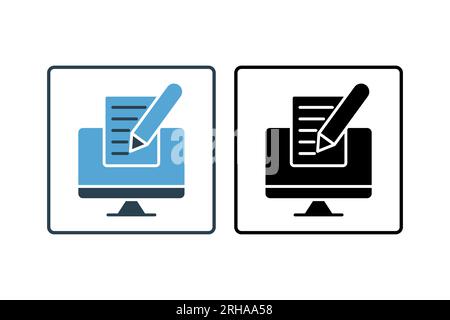 Search engine optimization copy writing icon. Icon related to Search Engine Optimization. suitable for web site design, app, user interfaces. solid ic Stock Vector