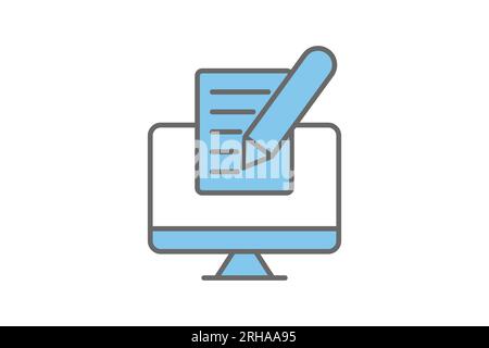 Search engine optimization copy writing icon. Icon related to Search Engine Optimization. suitable for web site design, app, user interfaces. flat lin Stock Vector