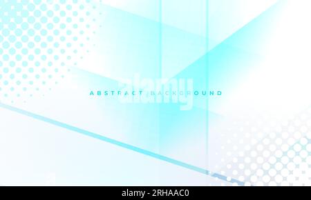 White and turquoise modern abstract background with halftone and geometric diagonal objects. Vector illustration Stock Vector