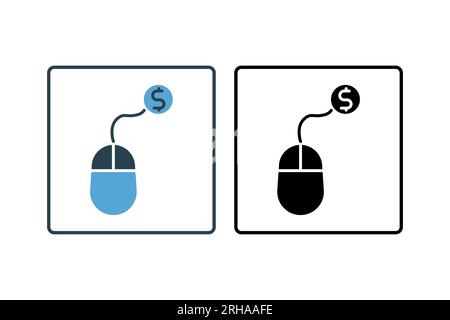 Pay per click icon. Icon related to Search Engine Optimization. suitable for web site design, app, user interfaces. solid icon style. Simple vector de Stock Vector