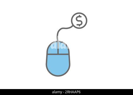 Pay per click icon. Icon related to Search Engine Optimization. suitable for web site design, app, user interfaces. flat line icon style. Simple vecto Stock Vector