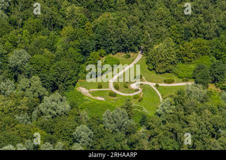 Aerial view, hiking trail health park Quellenbusch, south-west, Bottrop, Ruhr area, North Rhine-Westphalia, Germany, DE, Europe, LSG Vonderort, Aerial Stock Photo