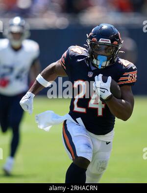 August 12, 2023 - Chicago Bears running back Khalil Herbert (24) runs to  the endzone after a