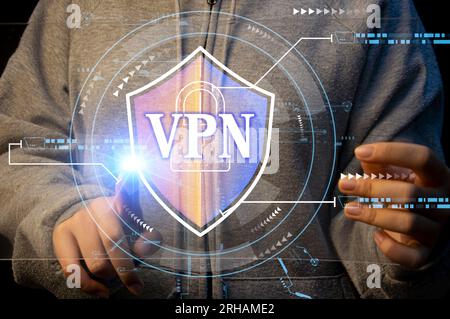 Concepts Virtual Private Network, VPN, Data Encryption, IP Substitution Stock Photo