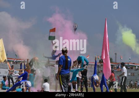 Srinagar, India. 15th Aug, 2023. 77th Independence Day Celebration in Kashmir Cultural programmes at bakshi stadium Srinagar. on August 15, 2023, Srinagar, India. (Credit Image: © Umer Qadir/eyepix via ZUMA Press Wire) EDITORIAL USAGE ONLY! Not for Commercial USAGE! Stock Photo