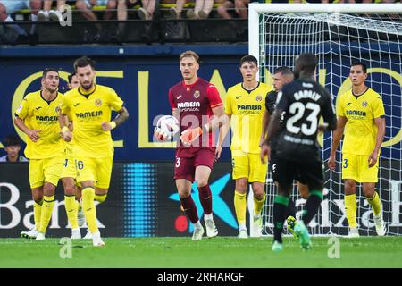 Villarreal, Spain. 13th Aug, 2023. Filip Jorgensen of Villarreal CF during the La Liga match between Villarreal CF and Real Betis played at La Cerámica Stadium on August 13 in Villarreal, Spain. (Photo by Bagu Blanco/PRESSINPHOTO) Credit: PRESSINPHOTO SPORTS AGENCY/Alamy Live News Stock Photo