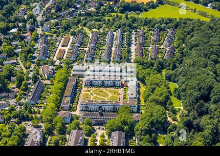 Aerial view, residential complex Liverpoolring, Diagnosticum GmbH at William-Shakespeare-Ring, Holthausen - West, Mülheim an der Ruhr, Ruhr area, Nort Stock Photo