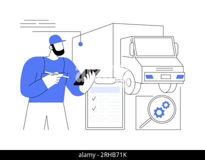 Truck inspection abstract concept vector illustration. Stock Vector