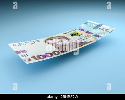 Ukrainian money hryvnia (grivna, hryvna). Fly of  1000 banknote. Finance concept Stock Photo
