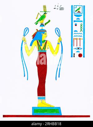 Hathor illustration from Pantheon Egyptien  by Leon Jean Joseph Dubois. Original from The New York Public Library. Stock Photo