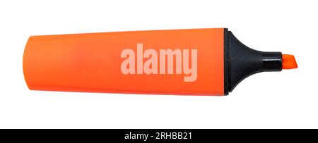 Orange permanent marker on a white background. Text marker for office and study Stock Photo