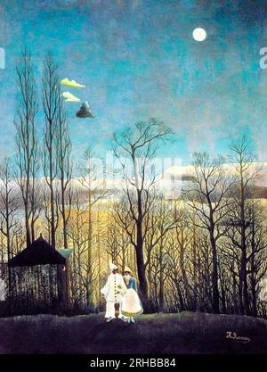 Henri Rousseau's Carnival Evening  famous painting. Original from Wikimedia Commons. Stock Photo