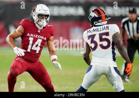 Denver Broncos cornerback Ja'Quan McMillian (35) against the Arizona  Cardinals during the first half of an NFL preseason football game, Friday,  Aug. 11, 2023, in Glendale, Ariz. (AP Photo/Matt York Stock Photo 