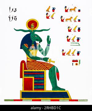 Kneph illustration from Pantheon Egyptien  by Leon Jean Joseph Dubois. Original from The New York Public Library. Stock Photo