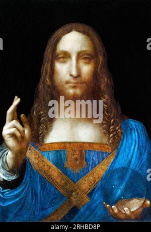 Leonardo da Vinci's Salvator Mundi  famous painting. Original from Wikimedia Commons. Stock Photo