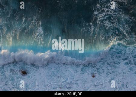 Very big waves off the coast of Morocco in the Atlantic Ocean on a beautiful evening. Stock Photo