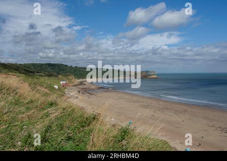 Cayton Bay is a picturesque coastal area located in North Yorkshire, England. It is situated about 5 miles south of the popular  town of Scarborough Stock Photo