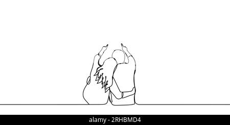 Cute and romantic couple one line drawing vector illustration. Stock Vector